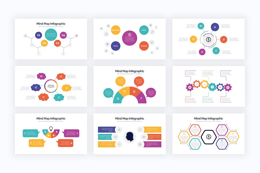 商业思维导图头脑风暴信息图表PPT模板 - 顶尖PPT