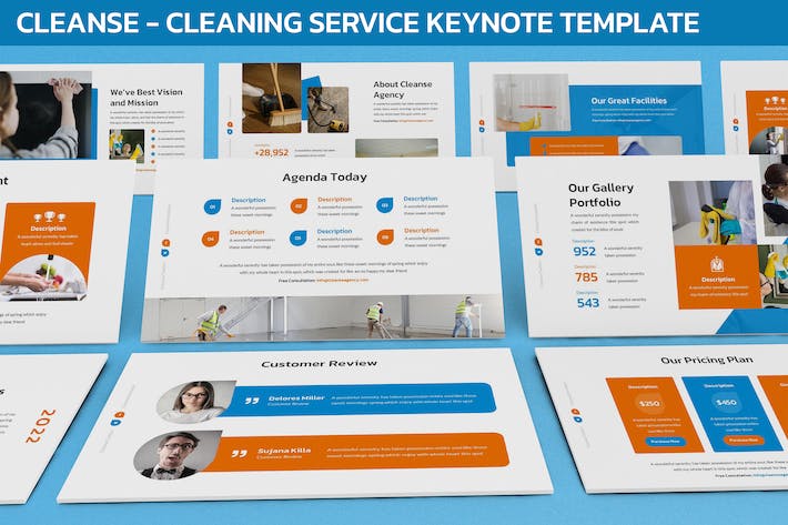 清洁服务家政keynote模板 - 顶尖PPT