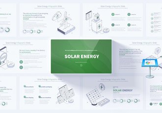 太阳能光伏发电线稿插画图形keynote模板 - 顶尖PPT