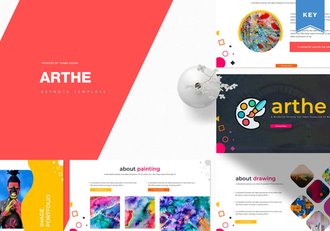 卡通插画风格儿童绘画用品数据分析keynote模板 - 顶尖PPT