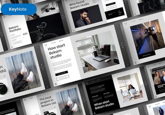 黑白色图片网格商务Keynote模板 - 顶尖PPT