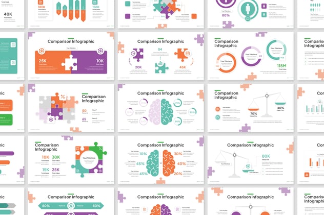 数据比较信息图形keynote模板 - 顶尖PPT