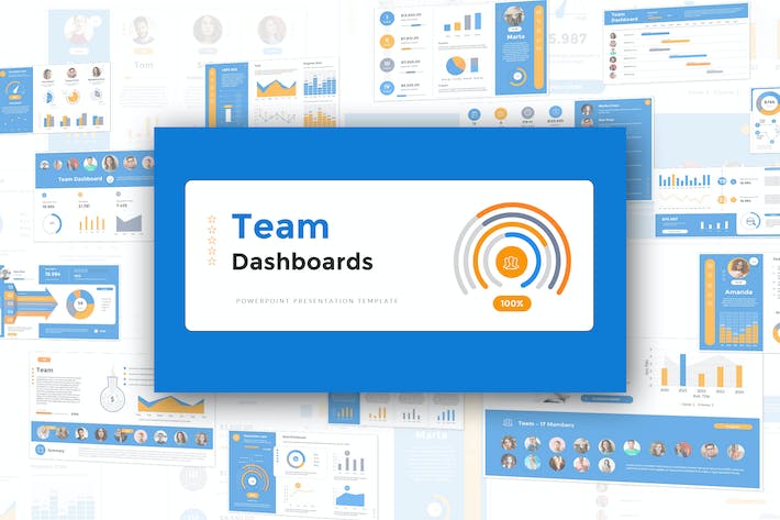 团队管理数据仪表板PPT模板 - 顶尖PPT