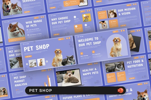 宠物店铺品牌宣传产品展示PPT模板 - 顶尖PPT