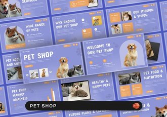 宠物店铺品牌宣传产品展示PPT模板 - 顶尖PPT