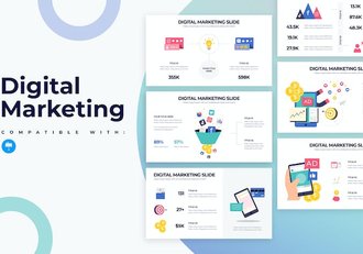 数字营销推广策略方案信息图Keynote模板 - 顶尖PPT