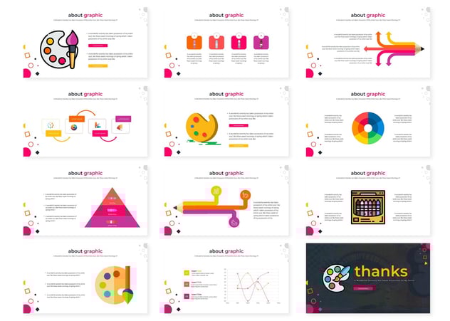 卡通插画风格儿童绘画用品数据分析keynote模板 - 顶尖PPT