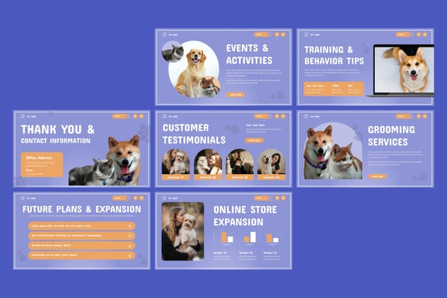 宠物店铺品牌宣传产品展示PPT模板 - 顶尖PPT