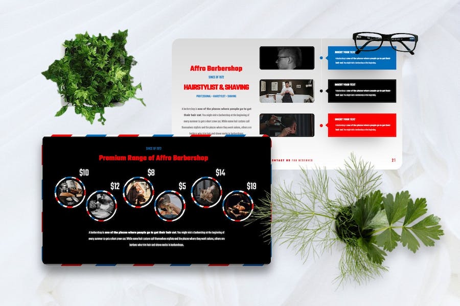 时尚流行理发店主题PPT模板 - 顶尖PPT