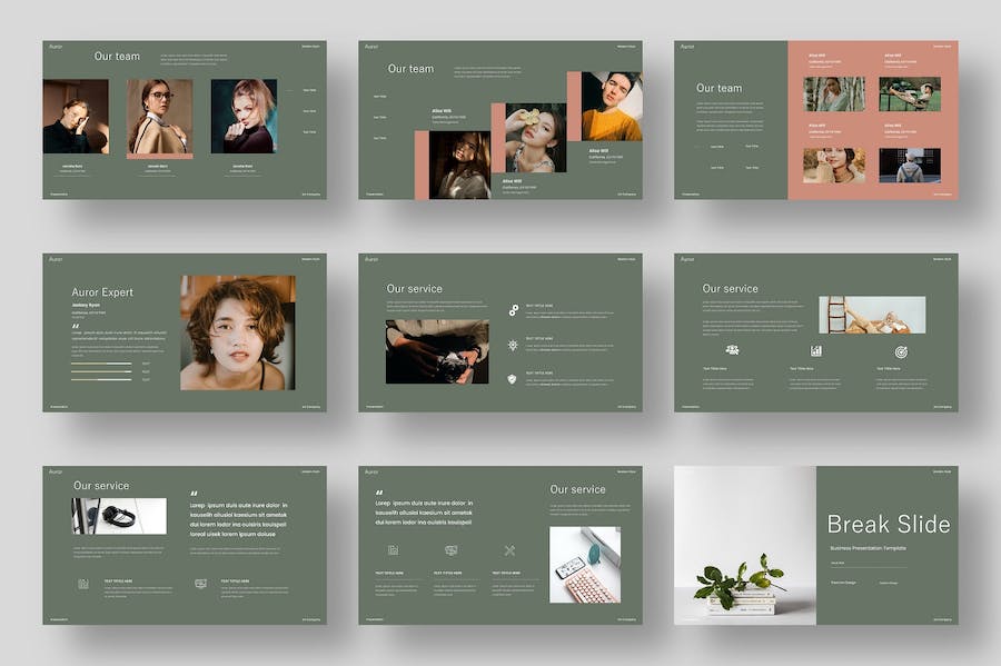 极简复古配色团队成员介绍展示PPT模板 - 顶尖PPT