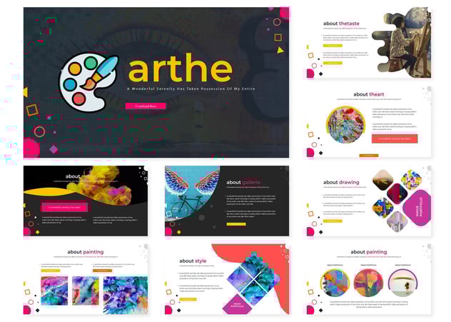 卡通插画风格儿童绘画用品数据分析keynote模板 - 顶尖PPT