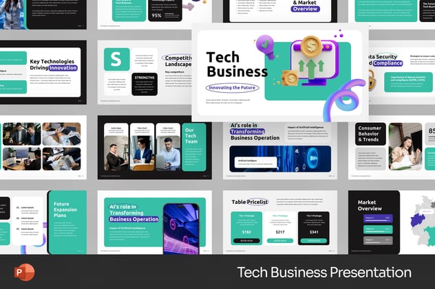 科技行业AI人工智能PPT模板 - 顶尖PPT