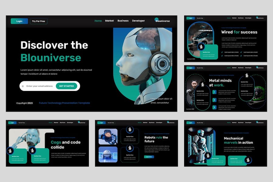 未来科技感人工智能Keynote演示模板 - 顶尖PPT