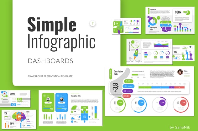 简单信息图仪表板PowerPoint模板 - 顶尖PPT