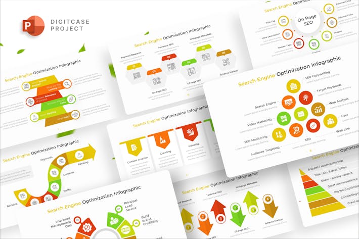 搜索引擎优化信息图表PPT模板 - 顶尖PPT
