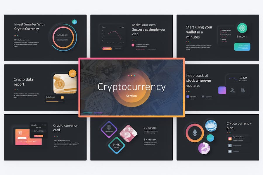 加密货币虚拟数字币PPT模板 - 顶尖PPT