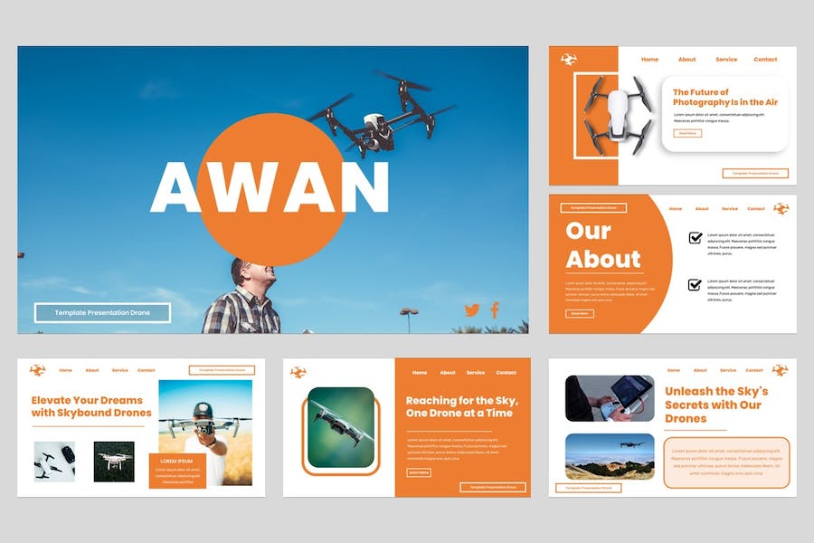 无人机产品介绍航空摄影PPT模板 - 顶尖PPT