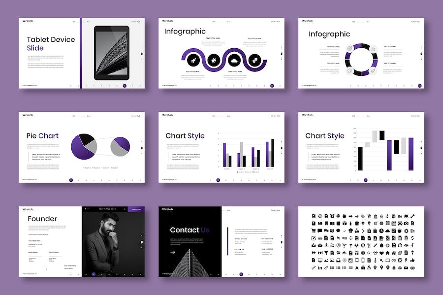 线框商务企业服务介绍Keynote模板 - 顶尖PPT