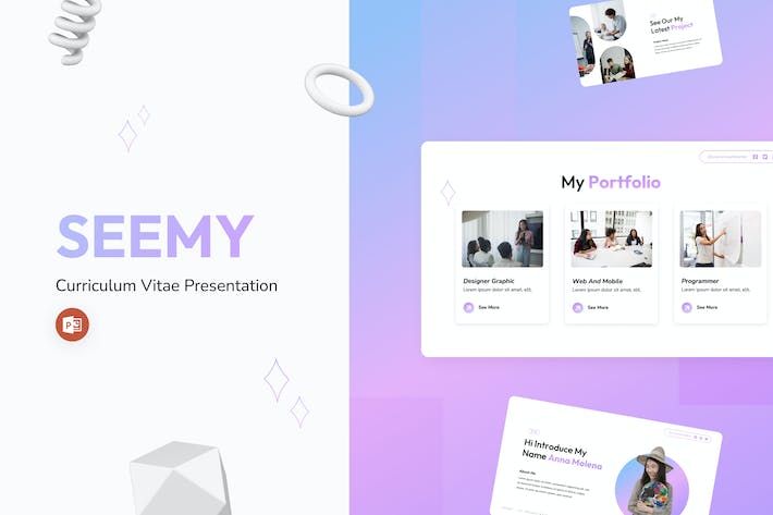 彩色极简简历求职主题PPT模板 - 顶尖PPT