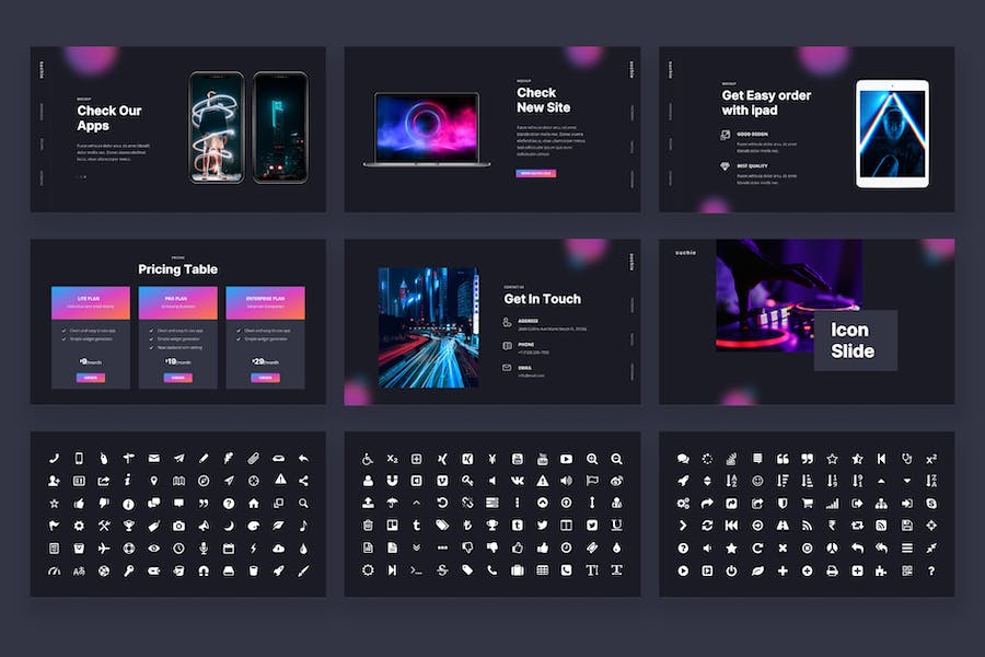 深色渐变主题的PowerPoint模板 - 顶尖PPT