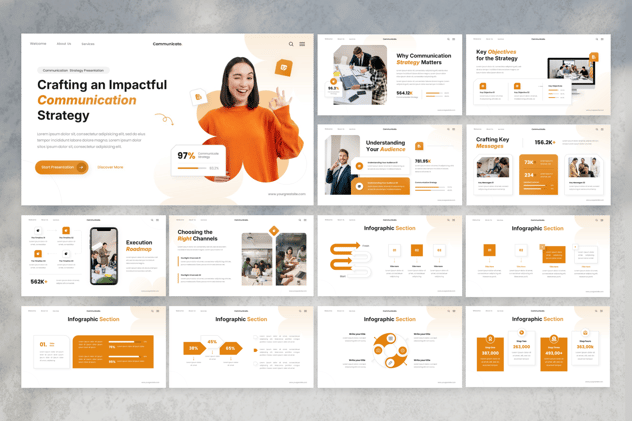橙色企业战略方案规划keynote模板 - 顶尖PPT