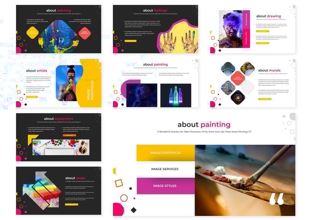 卡通插画风格儿童绘画用品数据分析keynote模板 - 顶尖PPT