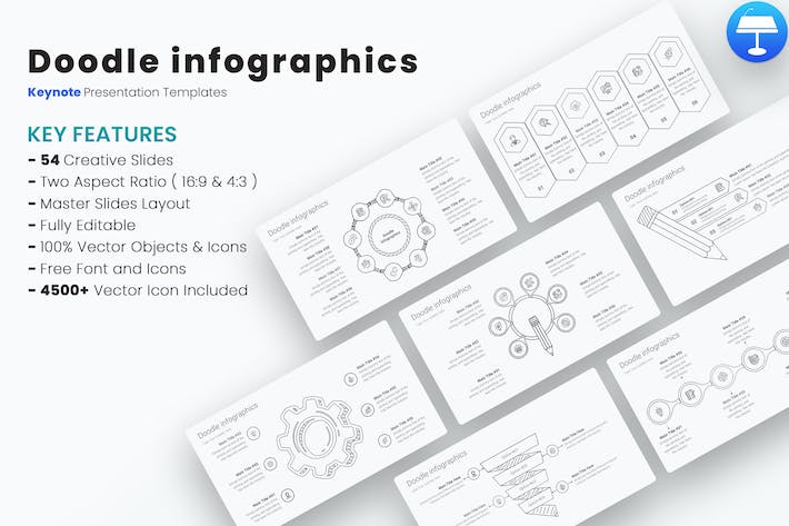 涂鸦信息图形图表讲述展示设计Keynote模板 - 顶尖PPT