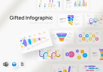 彩色信息图表展示设计Keynote模板 - 顶尖PPT