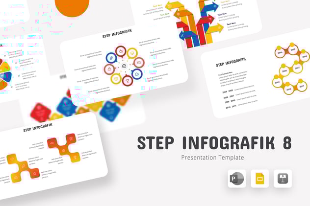 8步骤工作流程优化信息图形展示PPT模板 - 顶尖PPT