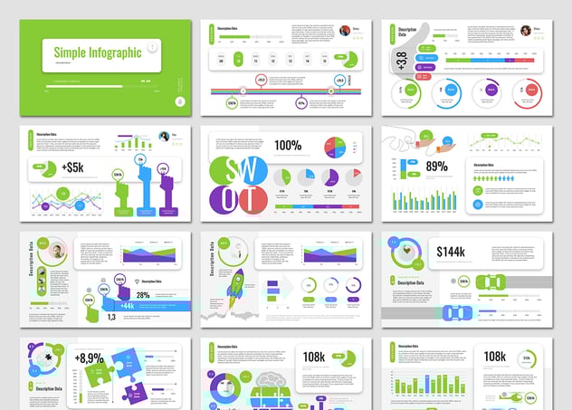 简单信息图仪表板PowerPoint模板 - 顶尖PPT