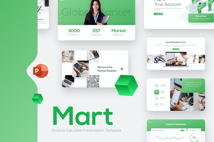 绿色简约购物中心财务数据分析会计数据整理PPT模板 - 顶尖PPT