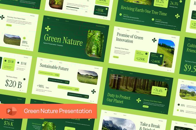 绿色自然生态环保主题PPT模板 - 顶尖PPT