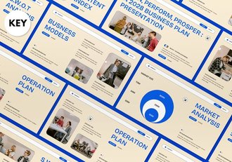 奶油蓝色现代商业计划keynote模板 - 顶尖PPT