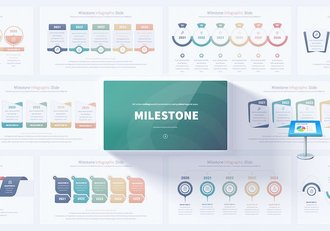 企业发展史里程碑创意时间轴信息图形图表keynote模板 - 顶尖PPT