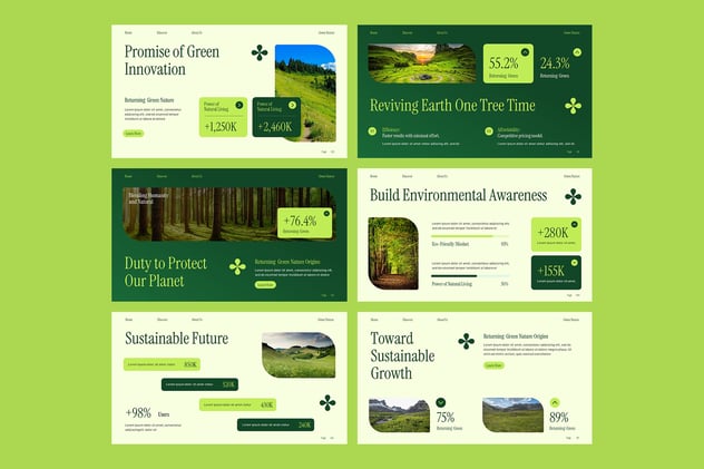 绿色自然生态环保主题PPT模板 - 顶尖PPT