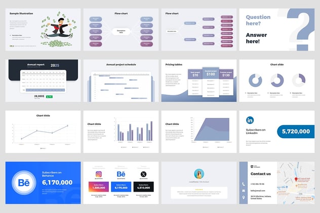 年度报告创意信息图形PPT动画模板 - 顶尖PPT