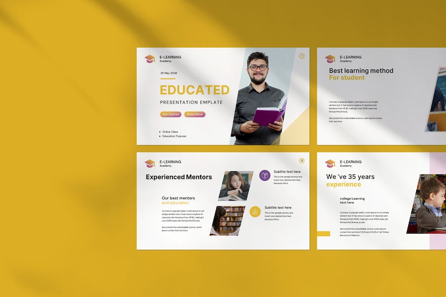 黄色简约风格教育培训演示文稿PPT - 顶尖PPT
