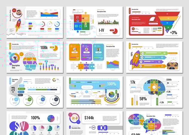 简单信息图仪表板PowerPoint模板 - 顶尖PPT