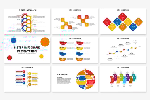8步骤工作流程优化信息图形展示PPT模板 - 顶尖PPT