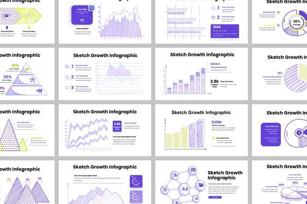 手绘涂鸦风格可视化数据增长图形PPT模板 - 顶尖PPT