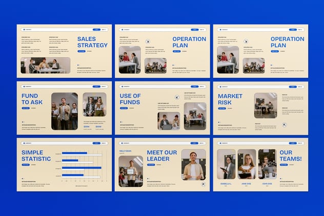 奶油蓝色现代商业计划keynote模板 - 顶尖PPT