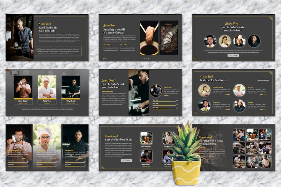 亚洲美食食品饮料推介宣传PPT模板 - 顶尖PPT