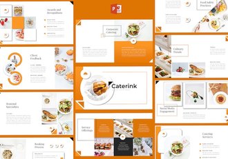 欧美橙色系高级餐饮外烩策划PPT模板 - 顶尖PPT