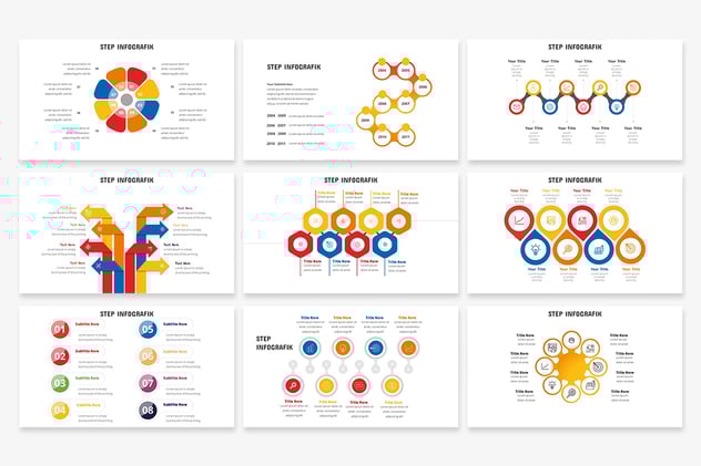 8步骤工作流程优化信息图形展示PPT模板 - 顶尖PPT