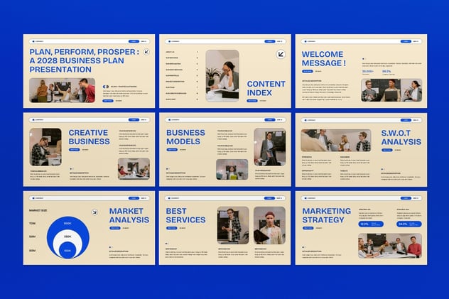 奶油蓝色现代商业计划keynote模板 - 顶尖PPT