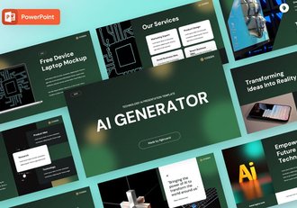 AI人工智能生成器产品推广展示方案PPT模板 - 顶尖PPT