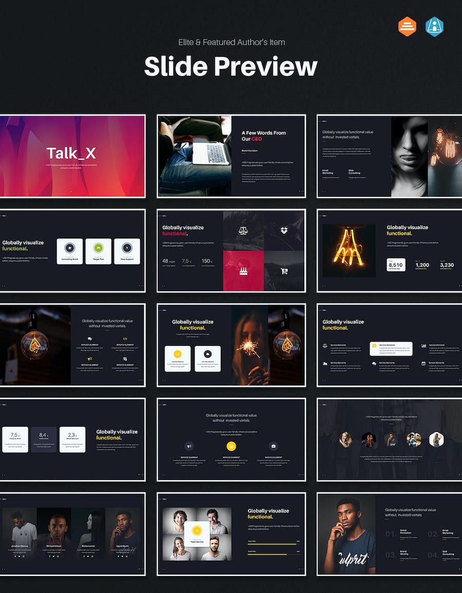 黑色底国外高端商务计划总结keynote模板 - 顶尖PPT