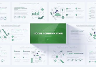 社交媒体平台用户交流插画图形PPT模板 - 顶尖PPT