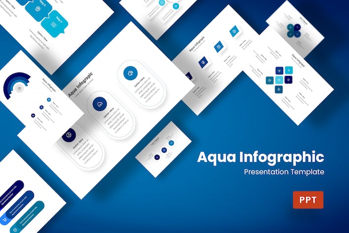 蓝色圆形信息图表PPT模板 - 顶尖PPT