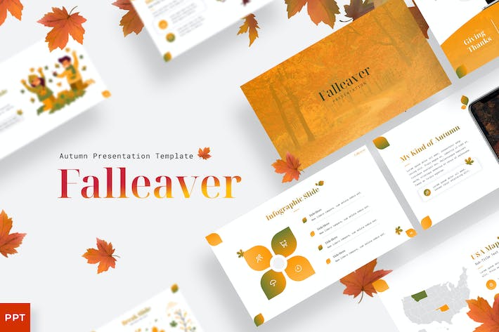 秋季落叶主题活动宣传PPT模板 - 顶尖PPT